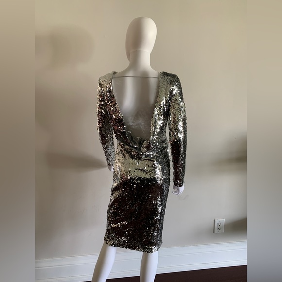 NWOT Marciano Platinum Sequin Dress - Picture 5 of 11